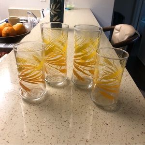 Vintage Set Golden Wheat Pattern Glasses Tumblers
